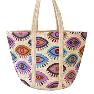 Evil Eye Jute Tote